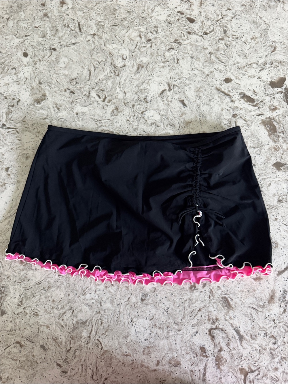 Profile Black Skirt with Pink Ruffle Trim
